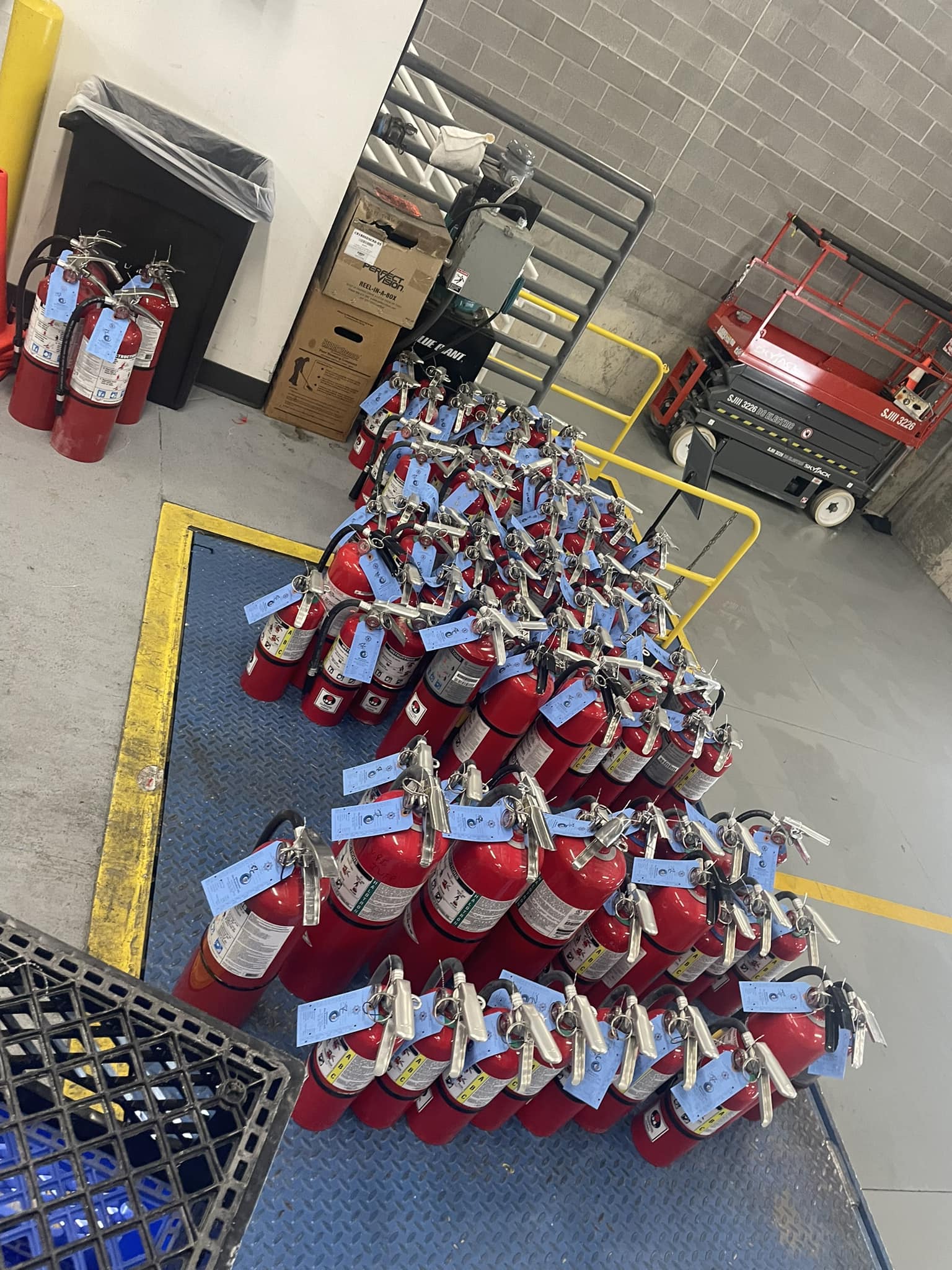 Fire extinguishers ready for service